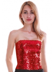 Sequin Tube Top Red - 70's Sequin Disco Costumes